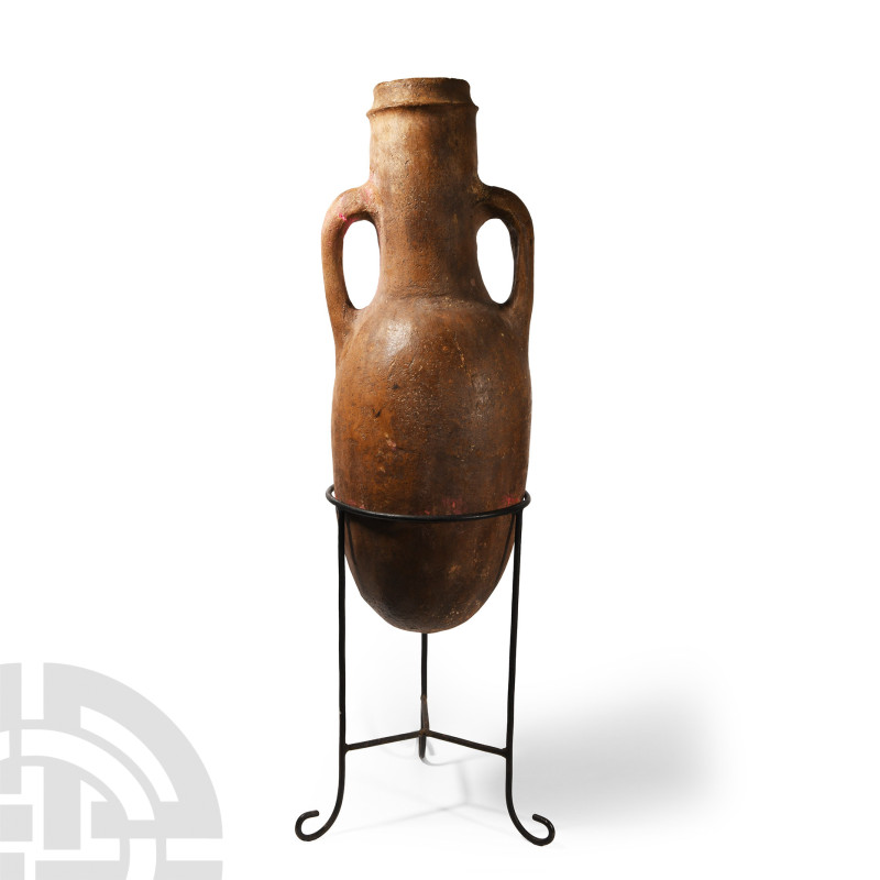 Large Roman Terracotta Amphora
1st-3rd century A.D. Two large strap handles to ...
