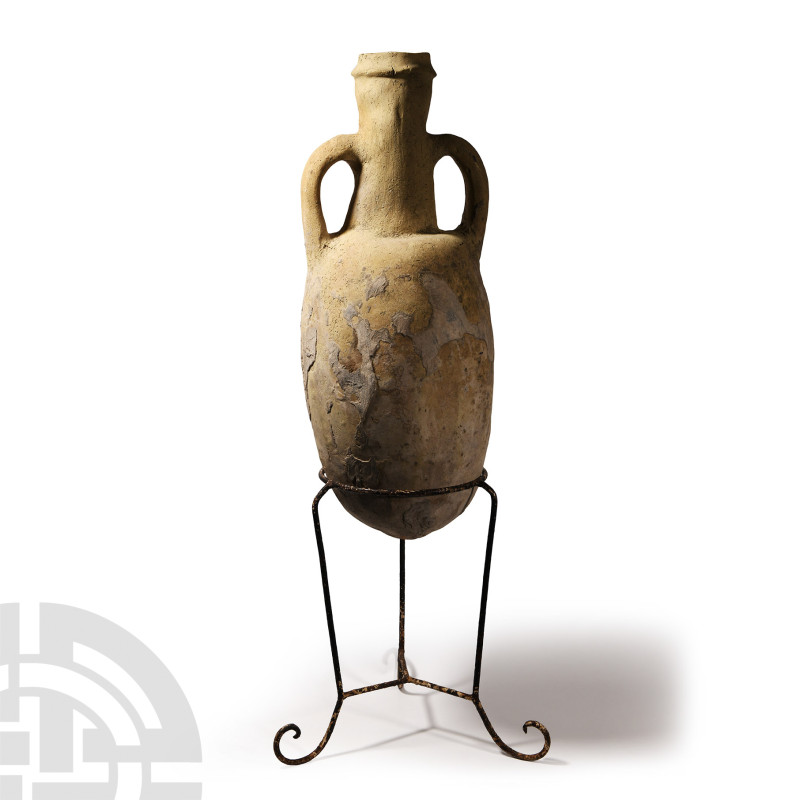 Large Roman Terracotta Amphora
1st-3rd century A.D. Two large strap handles to ...