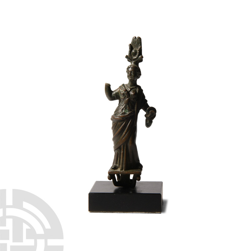 Roman Bronze Statuette of Isis-Fortuna
1st-2nd century A.D. Modelled in the rou...