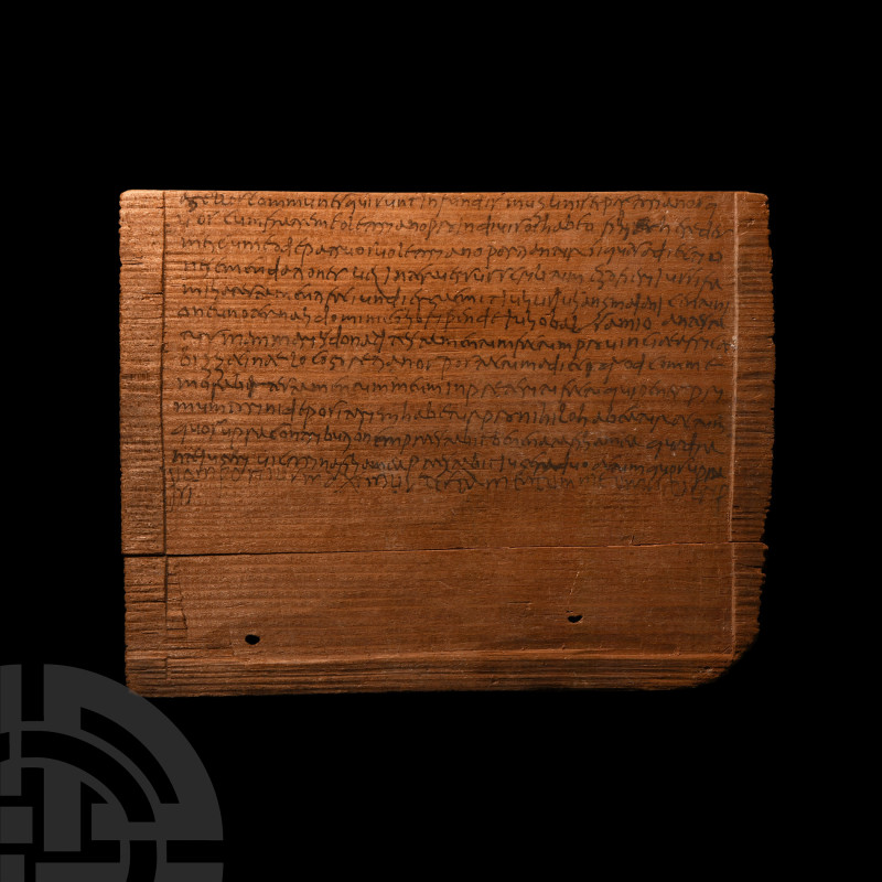Roman Inked Wooden 'Will of Pomponius Maximinianus' Tablet
Circa 320 A.D. Two a...