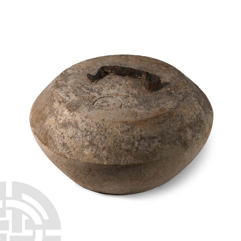 Large Roman Stone Centenarius Weight with Handle
2nd-3rd century A.D. Of biconi...