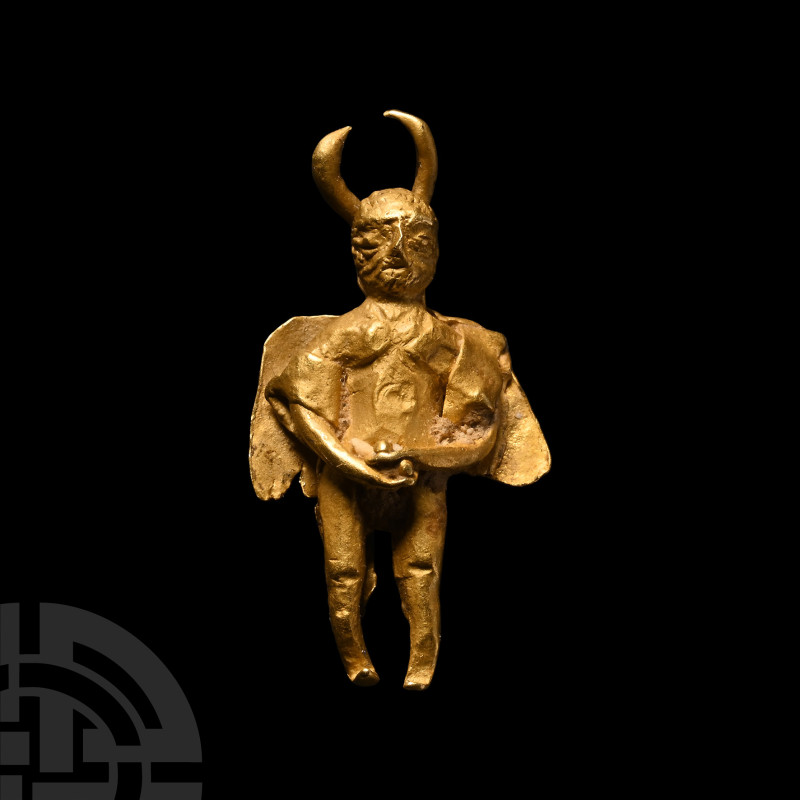 Roman Gold Miniature God Pendant
2nd century A.D. The male figure shown nude wi...