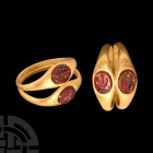 Roman Gold Ring with Gemstone Pair