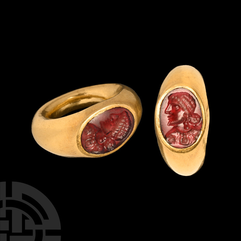 Eastern Roman Gold Ring with Portrait Gemstone
Circa 3rd century A.D. Composed ...