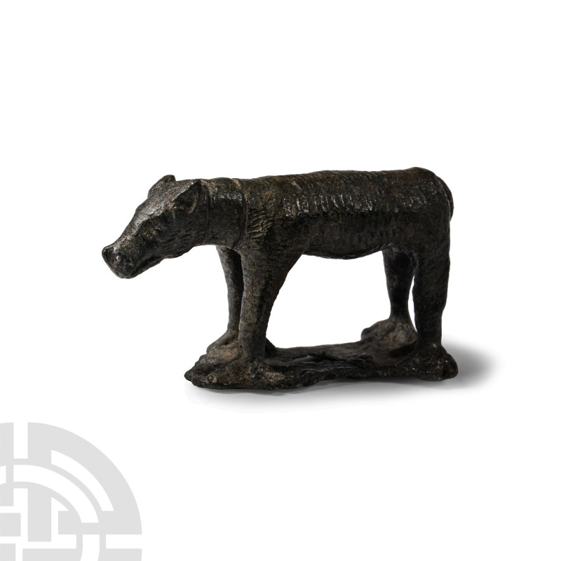 Roman Bronze Hunting Dog with Broad Collar
1st-4th century A.D. Modelled standi...