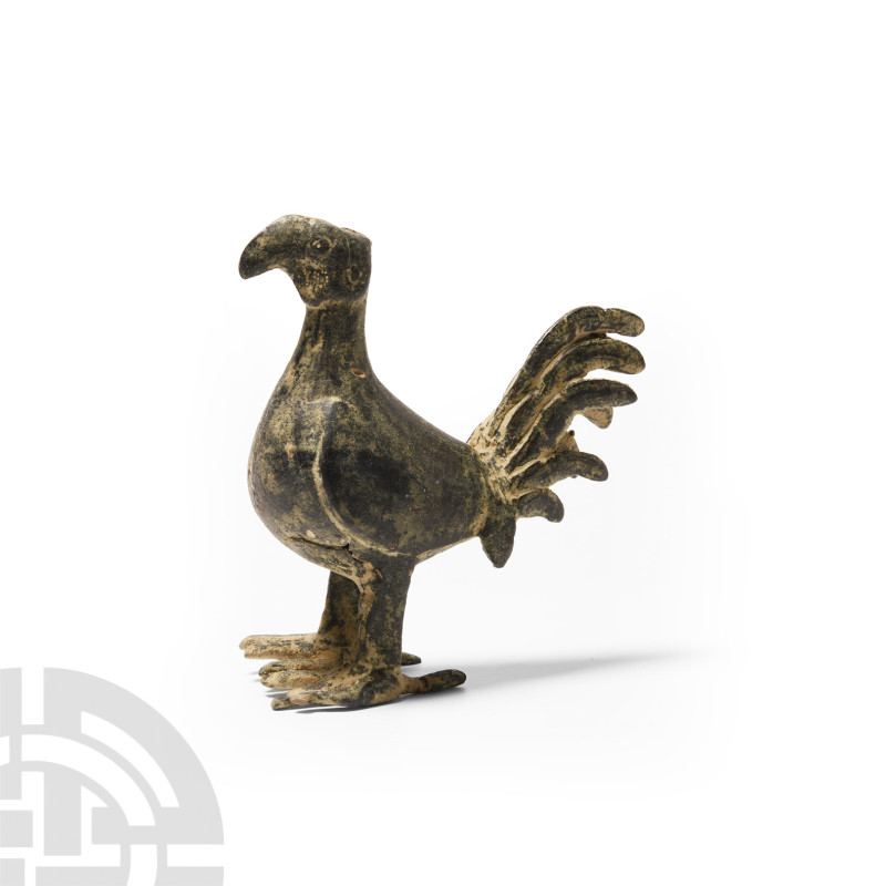 Large Roman Bronze Cockerel Statuette
3rd-4th century A.D. Modelled free-standi...