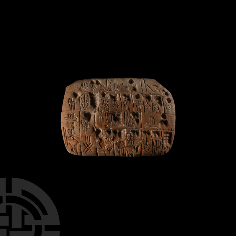 Uruk Pictographic Economic Clay Tablet Relating to Cattle
Circa 3000 B.C. Beari...