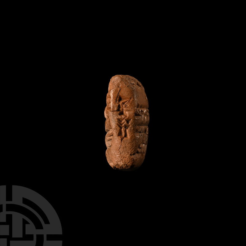 Ur III Cuneiform Clay Tablet
3rd millennium B.C. Small pillow-shaped tablet wit...