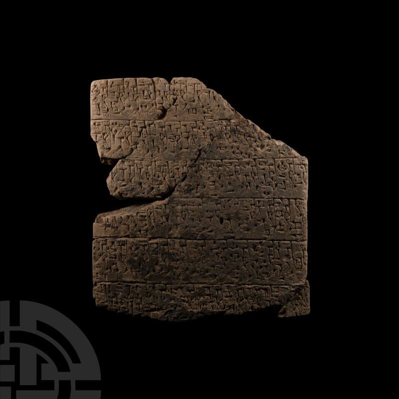 Large Sumerian Clay Cuneiform Tablet Fragment with a List of Professional Titles...