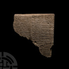 Large Western Asiatic Micro Cuneiform Clay Tablet Fragment Bearing a Religious List of Divination