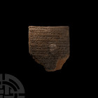 Akkadian Clay Cuneiform Tablet Fragment with Literary Text