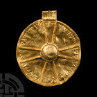 Saxon Gold Disc Pendant with Expanding Cross