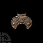 Large Scandinavian Viking Silver Filigree Lunate Pendant