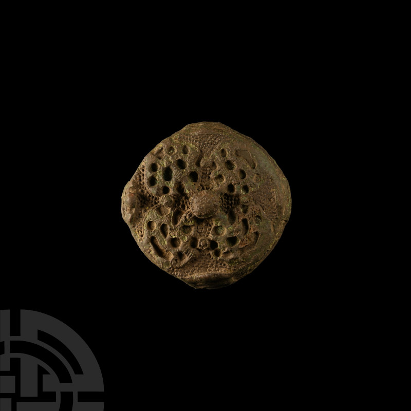 Scandinavian Viking Bronze Box Brooch
9th-10th century A.D. Featuring a squat c...