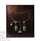 Viking Bronze Borre Style Tortoise Brooch Set with Pendants