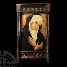 Medieval Oil Painting of Sorrowful Virgin
