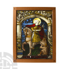 Medieval Stained Glass Panel With Saint Martin on Horseback
