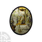 Medieval Stained Glass Roundel with Joseph in Front of the Pharaoh