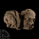 Medieval Limestone Corbel with Jester Heads