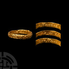 Post Medieval Gold 'No Felicitie to Constancie' Decorated Posy Ring