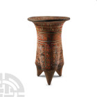 Chinese Xiajiadian Painted Terracotta Tripod Li Vessel