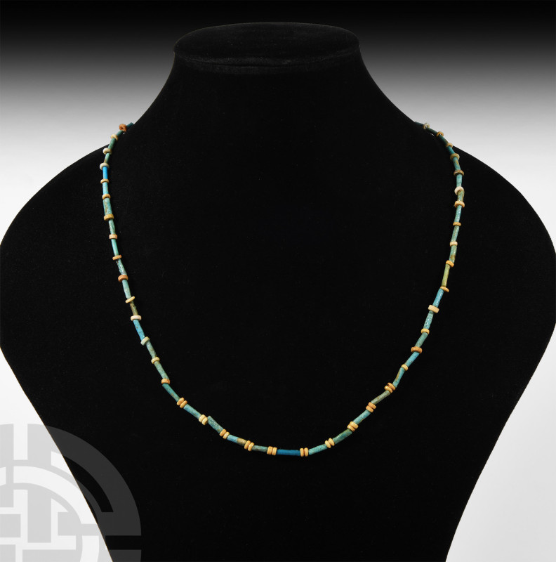 Egyptian Faience Bead Necklace
New Kingdom, 1569-1081 B.C. Composed mainly of t...
