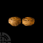 Hellenistic Gold Beads with Granular Decoration