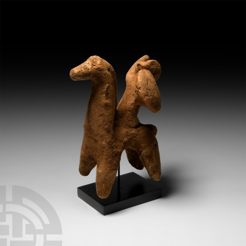 Archaic Greek Terracotta Figure of Mounted Warrior with Shield
7th-5th century ...
