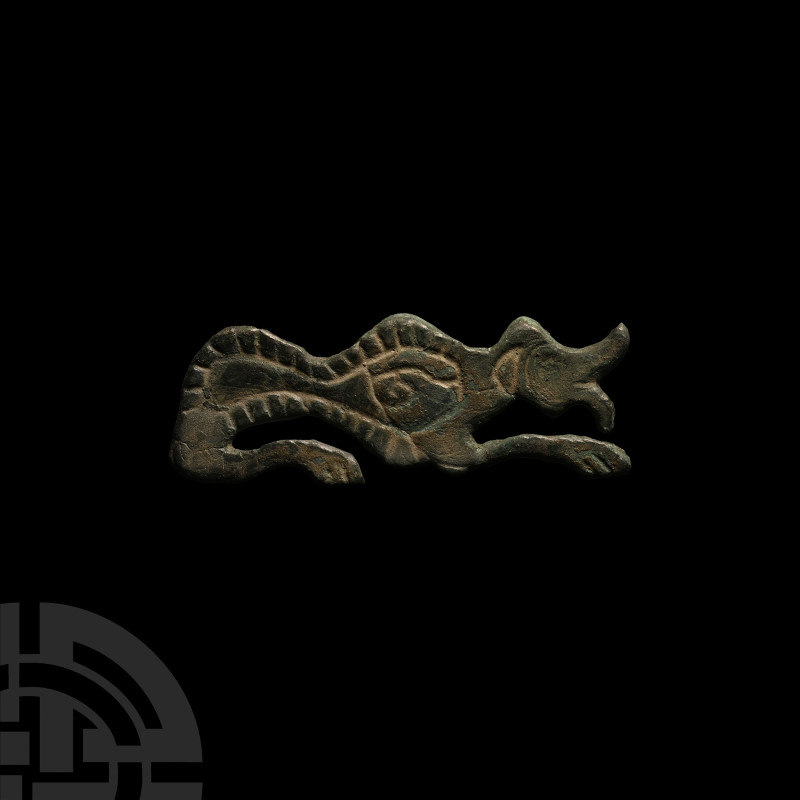 Scythian Bronze crouching Wolf Mount
Late 1st millennium B.C. Facing right, sim...