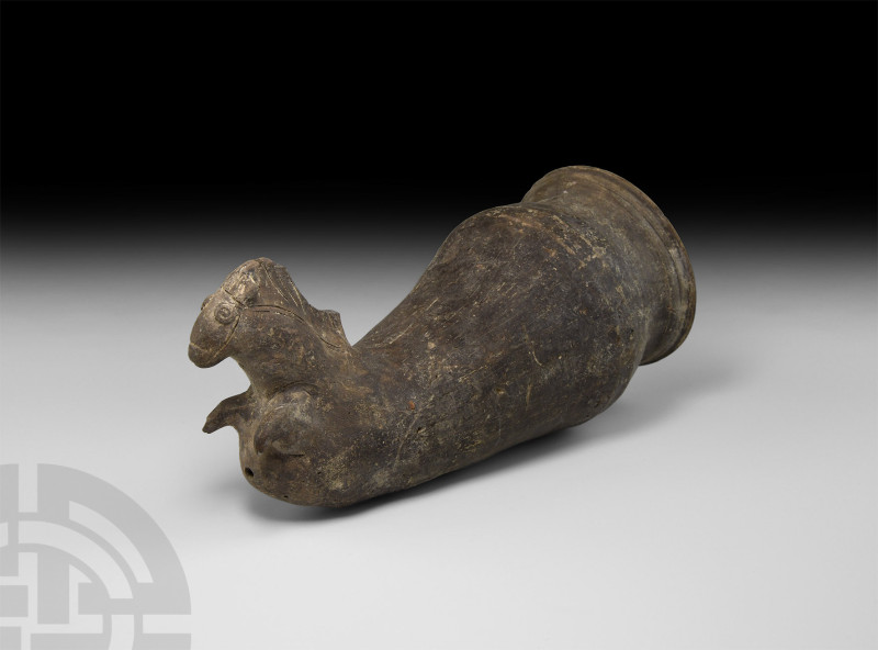 Greek Terracotta Horse Rhyton
5th-3rd century B.C. Of bulbous tubular form and ...