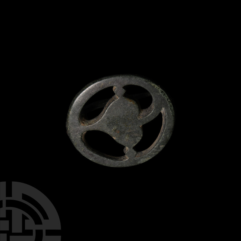 Roman Bronze Openwork Plate Brooch
Circa 2nd century A.D. Complete with pin lug...