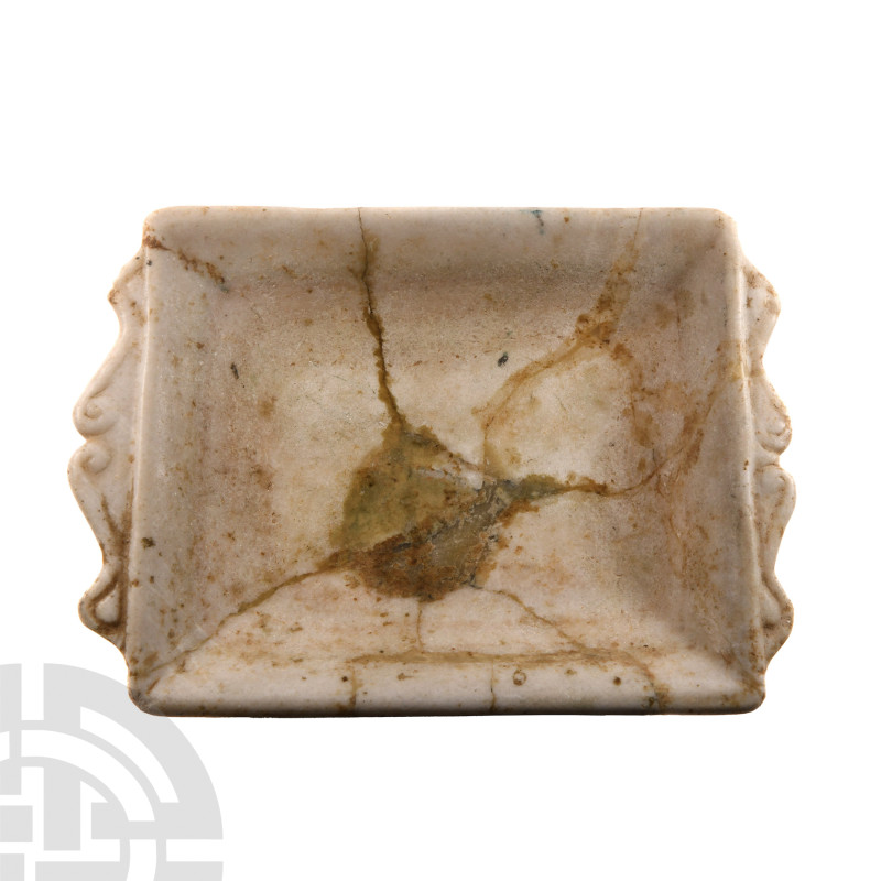 Eastern Roman Marble Tray
3rd-4th century A.D. Of shallow rectangular form with...