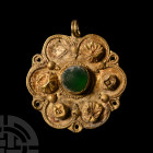Large Roman Gold Pendant with Cabochon