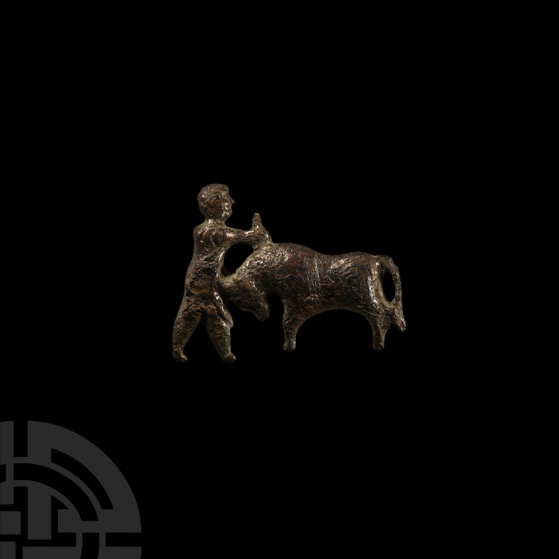 Romano-British Bronze Sacrificed Bull Brooch
2nd-3rd century A.D. Formed with a...