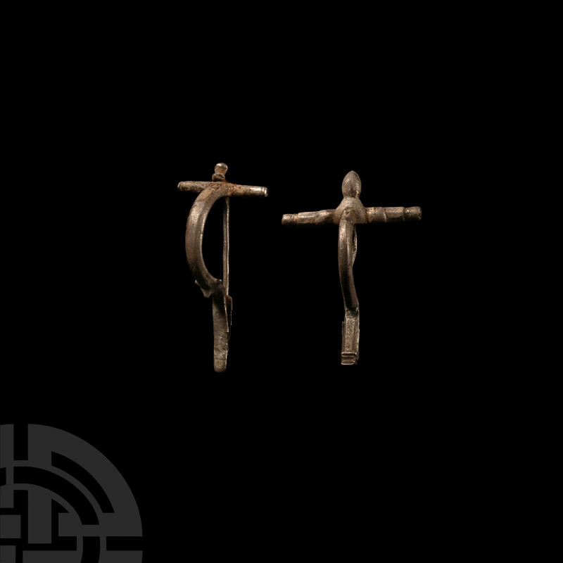 Roman Silver Bow Brooch Group
3rd-4th century A.D. Comprising: brooch formed wi...