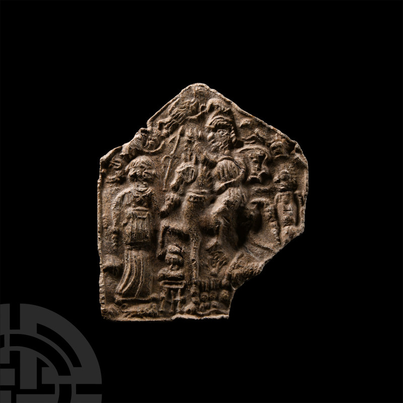 Roman Danubian Temple-Shaped Lead Plaque with Helen of Troy
3rd century A.D. Di...