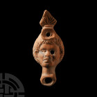 Roman Terracotta Oil Lamp with Face