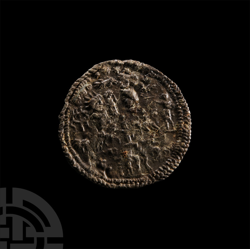 Roman Danubian Lead Plaque with Sol Invictus
2nd-3rd century A.D. Displaying a ...