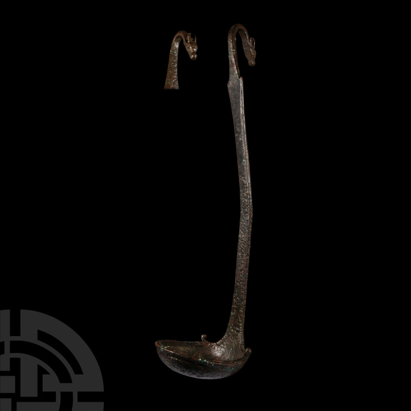 Roman Bronze Animal-Headed Ladle
Circa 2nd century A.D. With broad bowl featuri...