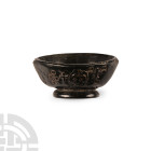 Byzantine Polished Black Stone Dish with Bust of an Emperor