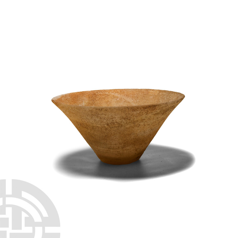 Western Asiatic Veined Alabaster Bowl
1st millennium B.C. Of conical form with ...