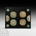 Western Asiatic Glazed Ceramic Floor Tile Group with Stars