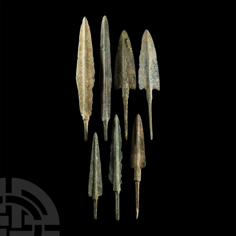 Luristan Bronze Arrowhead Group
2nd-1st millennium B.C. Comprising arrowheads o...