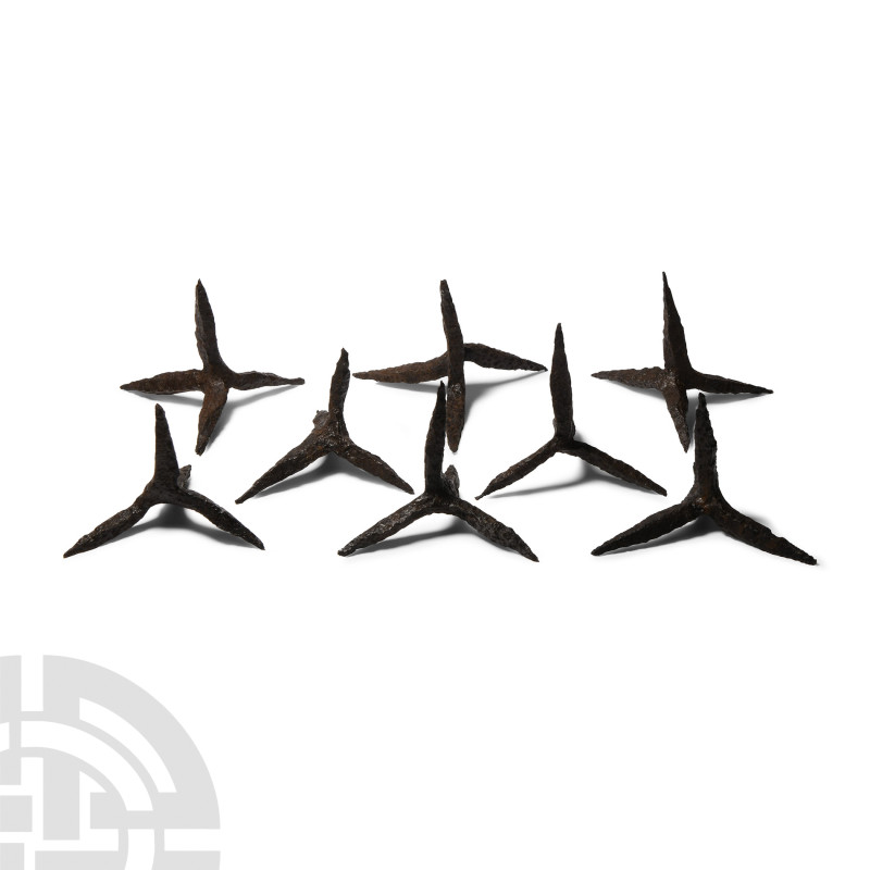Roman Iron Anti-Cavalry Caltrop Group
3rd-4th century A.D. Comprising eight cal...