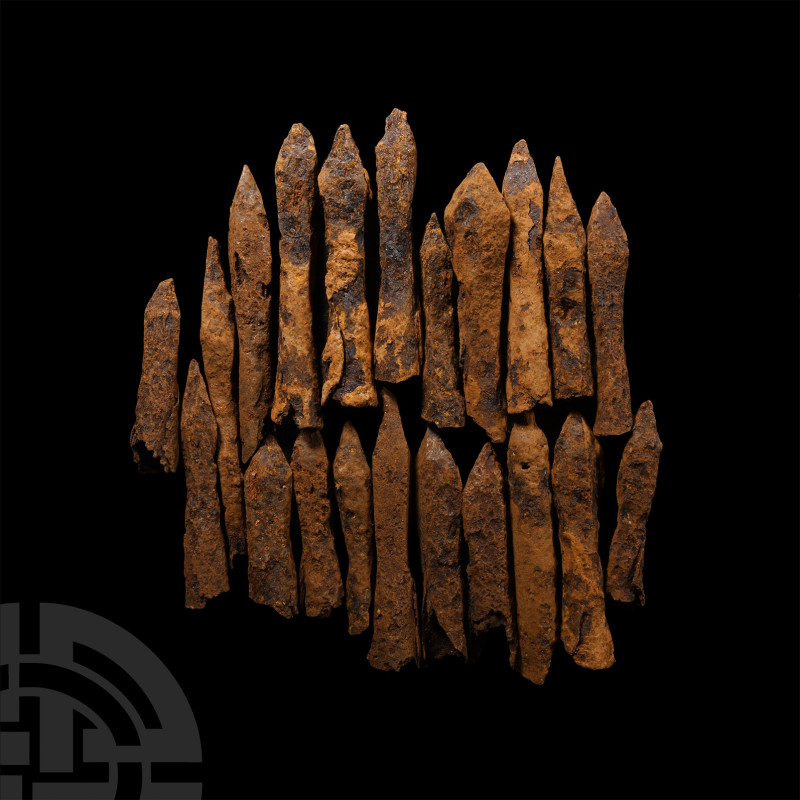 Medieval Iron Crossbow Bolt Group
Circa 12th-15th century A.D. Composed of sock...