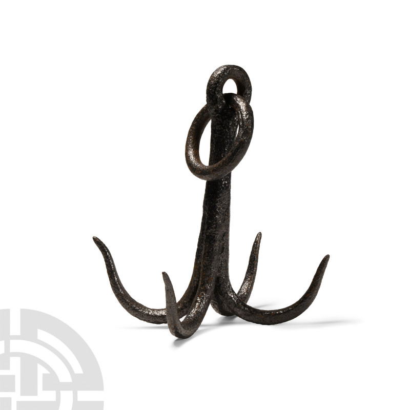 Medieval Iron Grappling Hook
15th-16th century A.D. Retaining a free-running su...