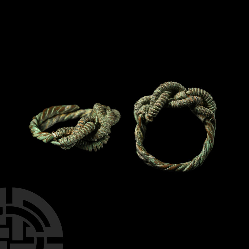 Viking Twisted Bronze Wire Ring
9th-11th century A.D. Composed of an overlappin...