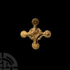 Anglo-Saxon Gilt Bronze Cross-Shaped Shield Mount