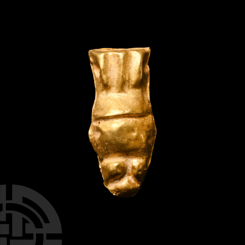 Viking Age Gold Beast-Headed Pendant
Circa 9th century A.D. Hollow-formed, disp...