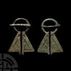 Viking Inspired Decorated Bronze Omega Brooch Group